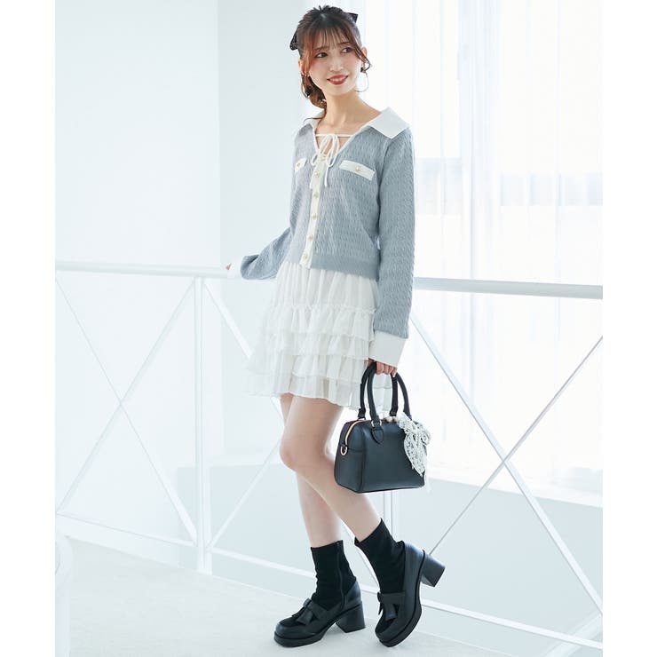 デコルテオープンバイカラー襟ニット | MAJESTIC LEGON  | 詳細画像22 