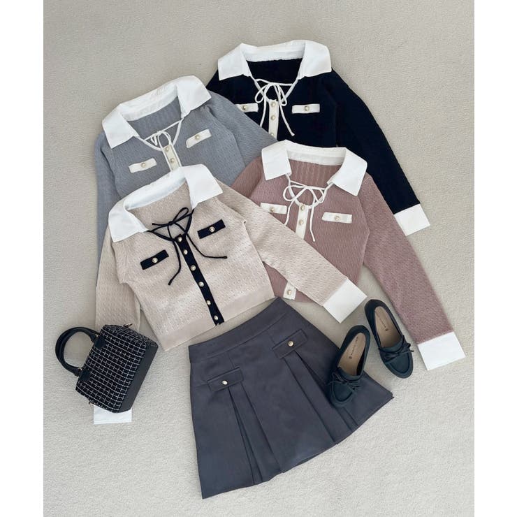 デコルテオープンバイカラー襟ニット | MAJESTIC LEGON  | 詳細画像36 