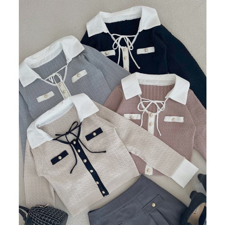 デコルテオープンバイカラー襟ニット | MAJESTIC LEGON  | 詳細画像37 