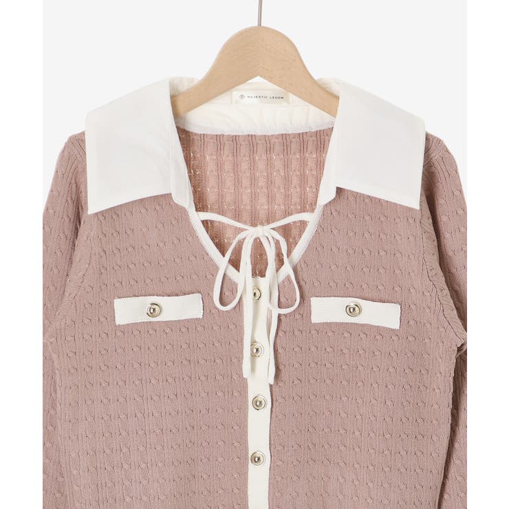 デコルテオープンバイカラー襟ニット | MAJESTIC LEGON  | 詳細画像46 