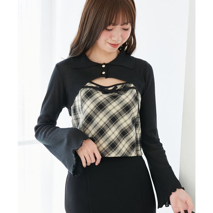 ブラック柄 | バイカラーキャミ＆ショートボレロセット | MAJESTIC LEGON 