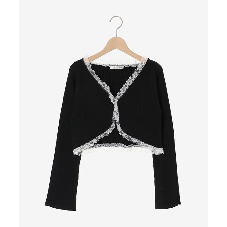 美品 アンナモリナーリ カーディガン レース リブニット アイボリー