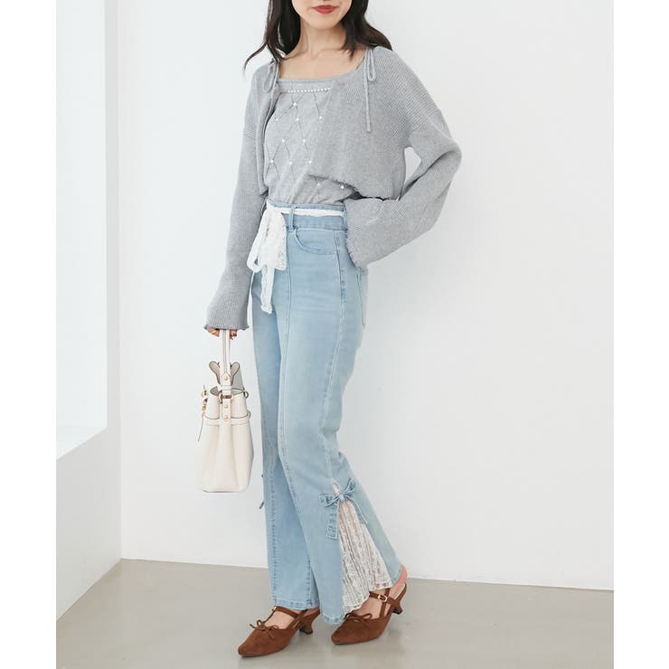 ダイヤ柄ビジューキャミセットカーデ | MAJESTIC LEGON  | 詳細画像17 