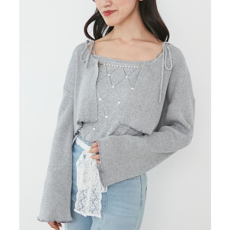 ダイヤ柄ビジューキャミセットカーデ | MAJESTIC LEGON  | 詳細画像19 