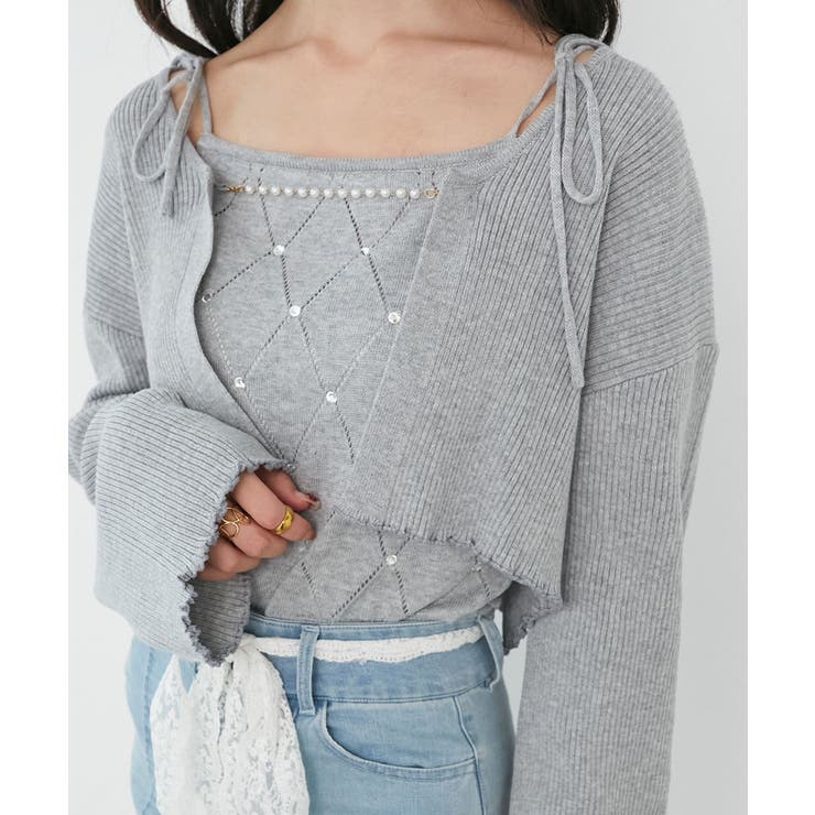 ダイヤ柄ビジューキャミセットカーデ | MAJESTIC LEGON  | 詳細画像21 