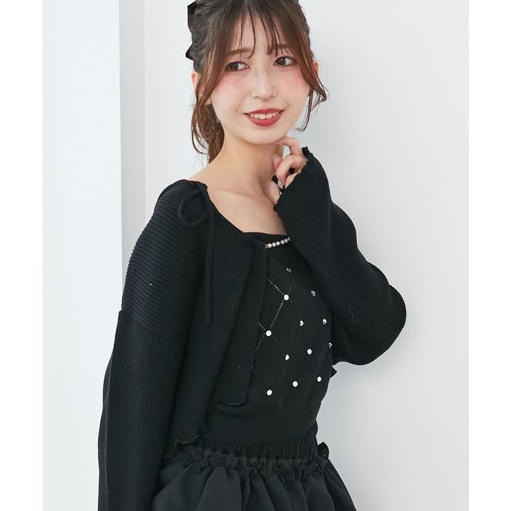 ダイヤ柄ビジューキャミセットカーデ | MAJESTIC LEGON  | 詳細画像26 