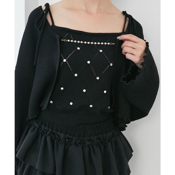 ダイヤ柄ビジューキャミセットカーデ | MAJESTIC LEGON  | 詳細画像28 