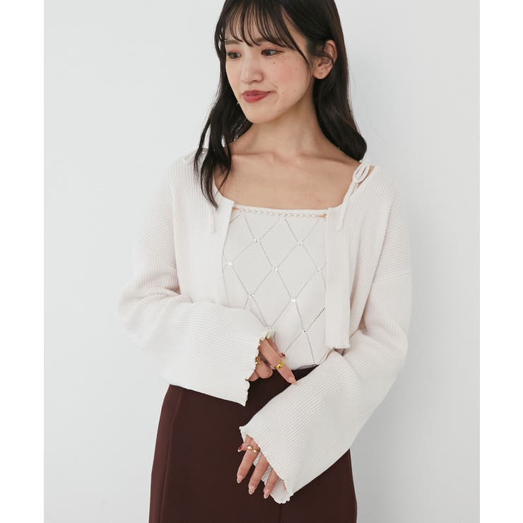 ダイヤ柄ビジューキャミセットカーデ | MAJESTIC LEGON  | 詳細画像5 