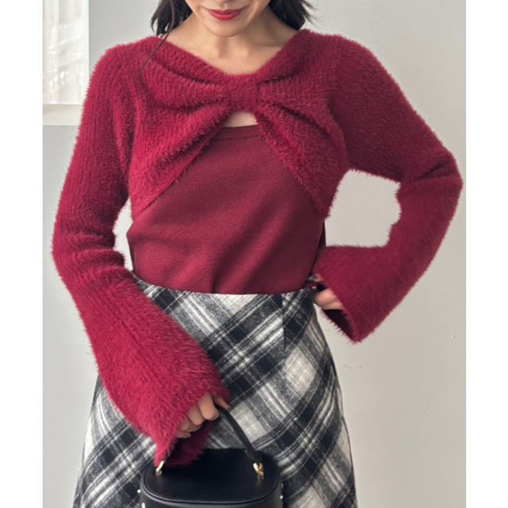 ボルドー | リボンボレロドッキングニット | MAJESTIC LEGON 