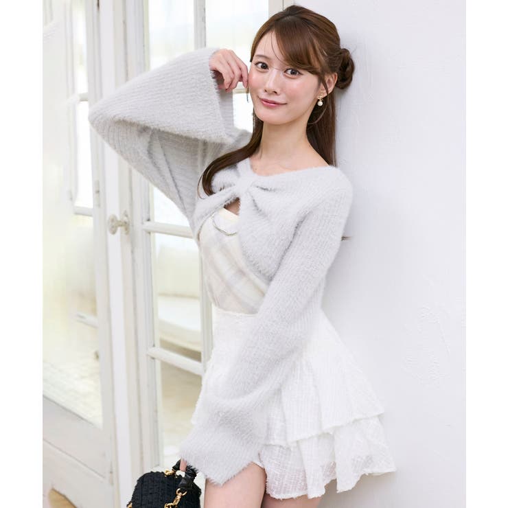 グレー柄 | リボンボレロドッキングニット | MAJESTIC LEGON 