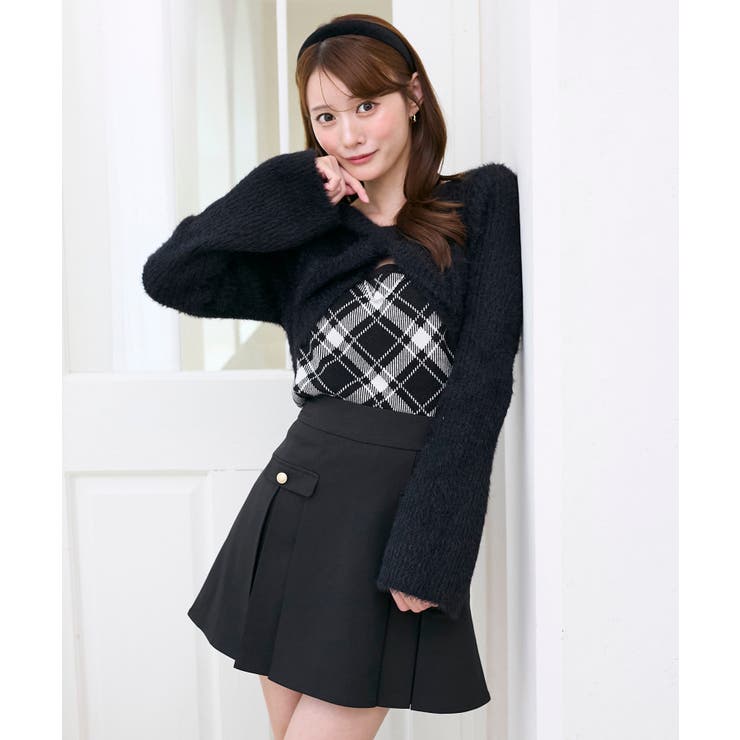 ブラック柄 | リボンボレロドッキングニット | MAJESTIC LEGON 