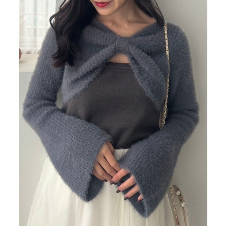 Ｃ／グレー | リボンボレロドッキングニット | MAJESTIC LEGON 