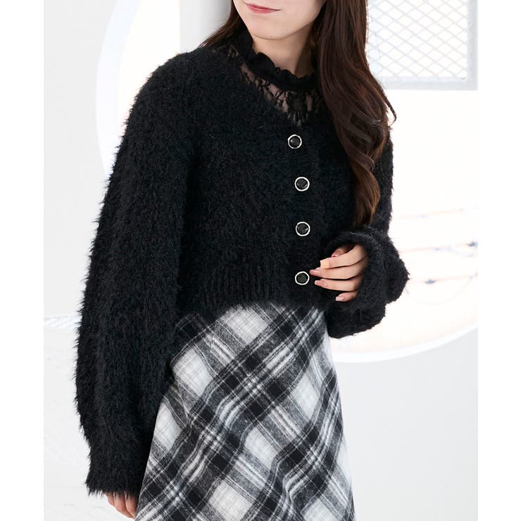 ブラック | きらふわレーシーパターンカーデ | MAJESTIC LEGON 