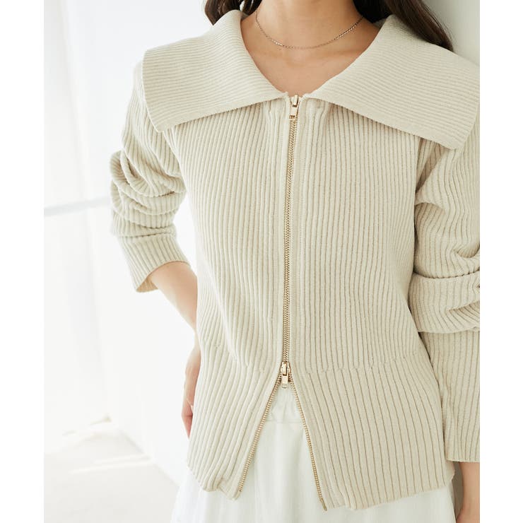 アイボリー | キラキラモールダブルジップニット | MAJESTIC LEGON 