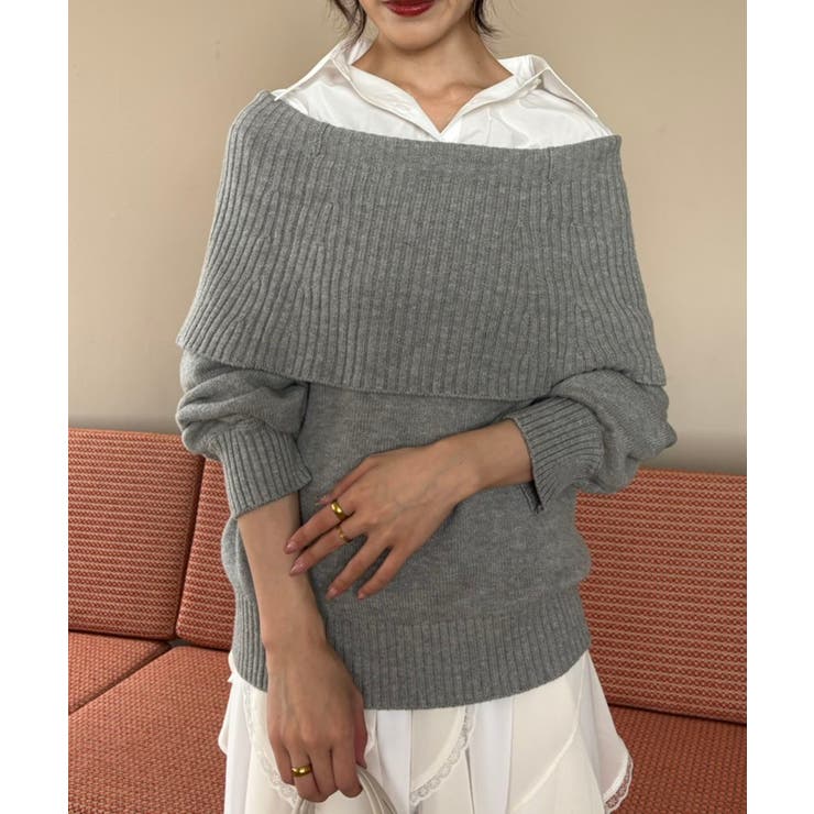 グレー | シャツドッキングミディ丈ニット | MAJESTIC LEGON 