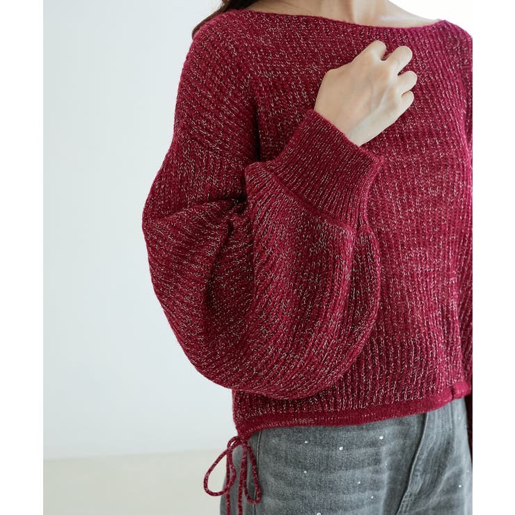 ボルドー | キラキラドロストメッシュニット | MAJESTIC LEGON 