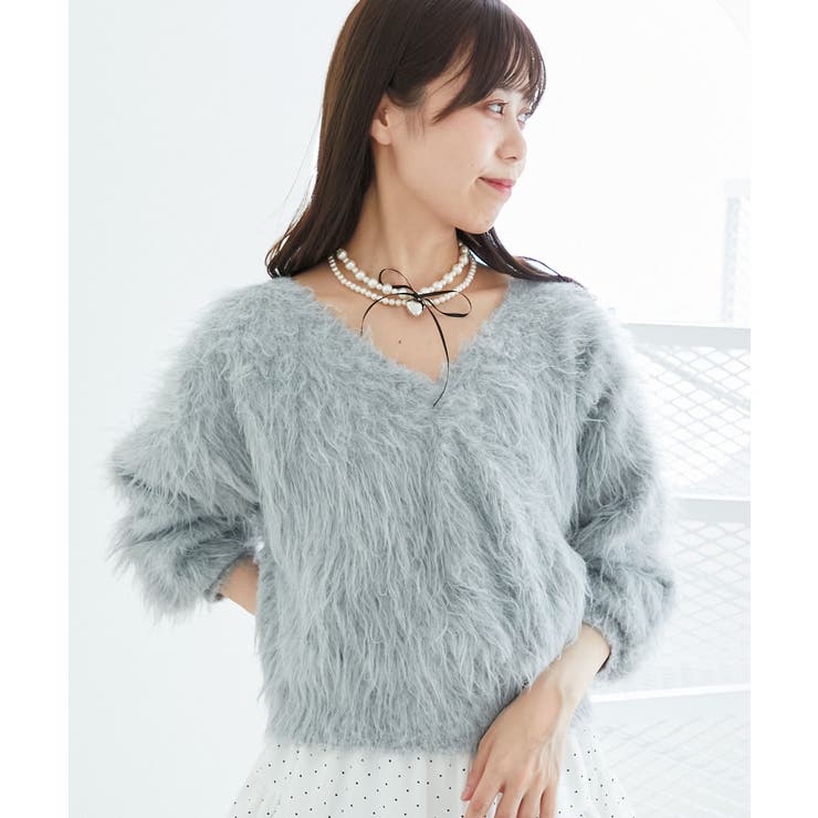 L／グレー | ふわふわカシュクールニット | MAJESTIC LEGON 