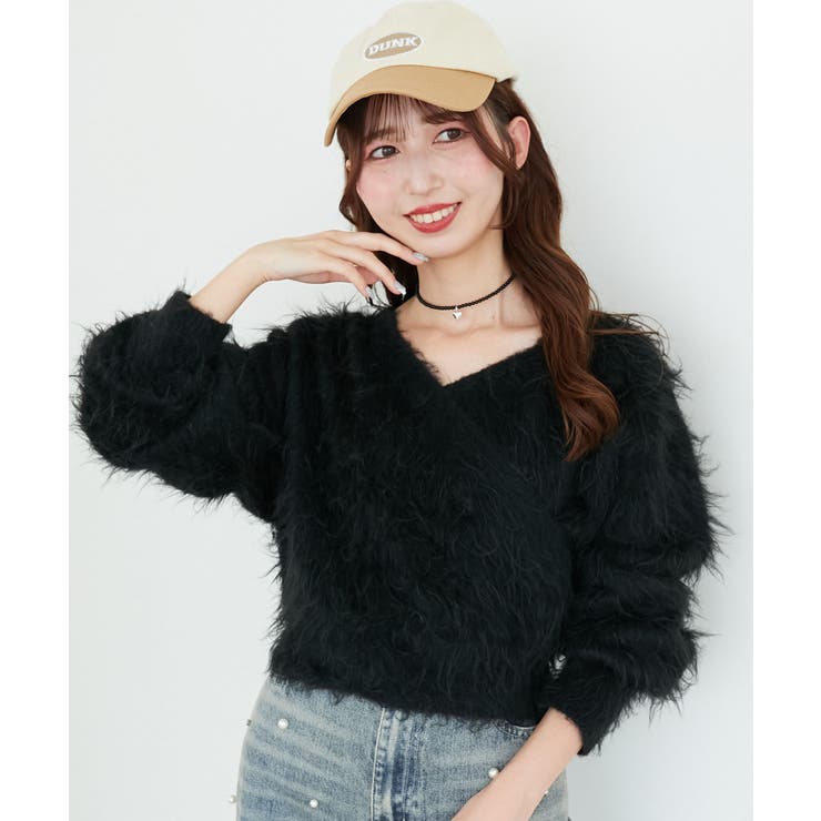 ブラック | ふわふわカシュクールニット | MAJESTIC LEGON 