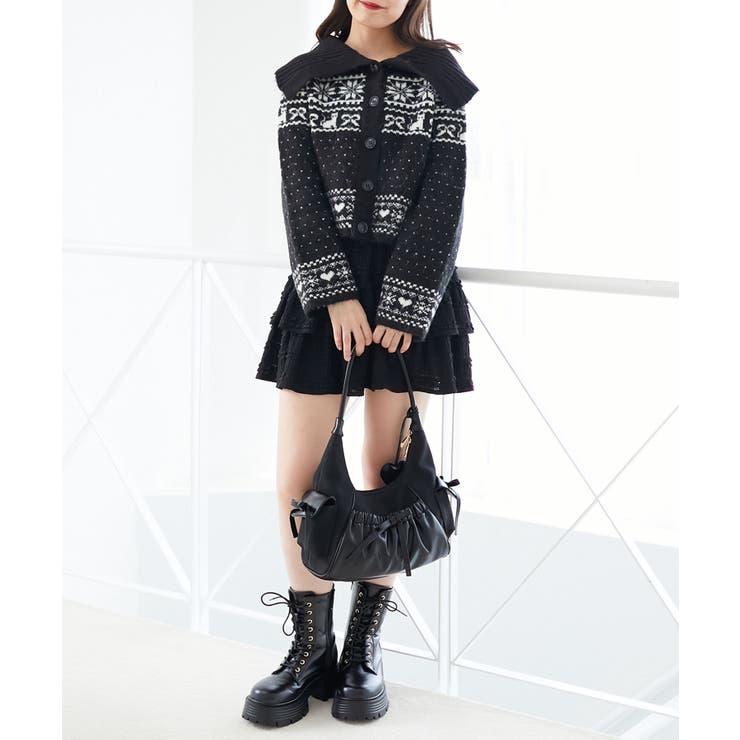 襟付きネコチャンジャカードカーデ | MAJESTIC LEGON  | 詳細画像15 