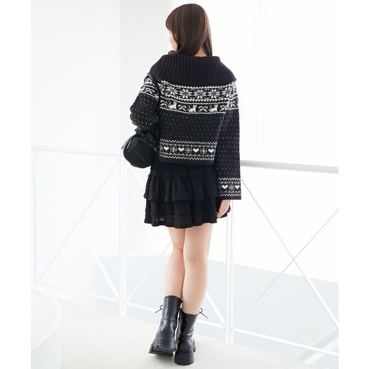 襟付きネコチャンジャカードカーデ | MAJESTIC LEGON  | 詳細画像17 