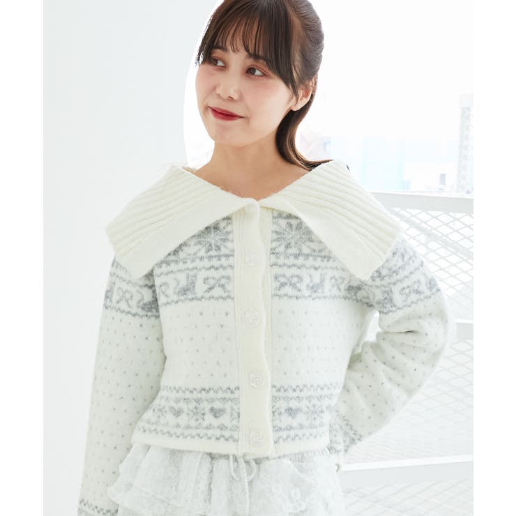 襟付きネコチャンジャカードカーデ | MAJESTIC LEGON  | 詳細画像4 