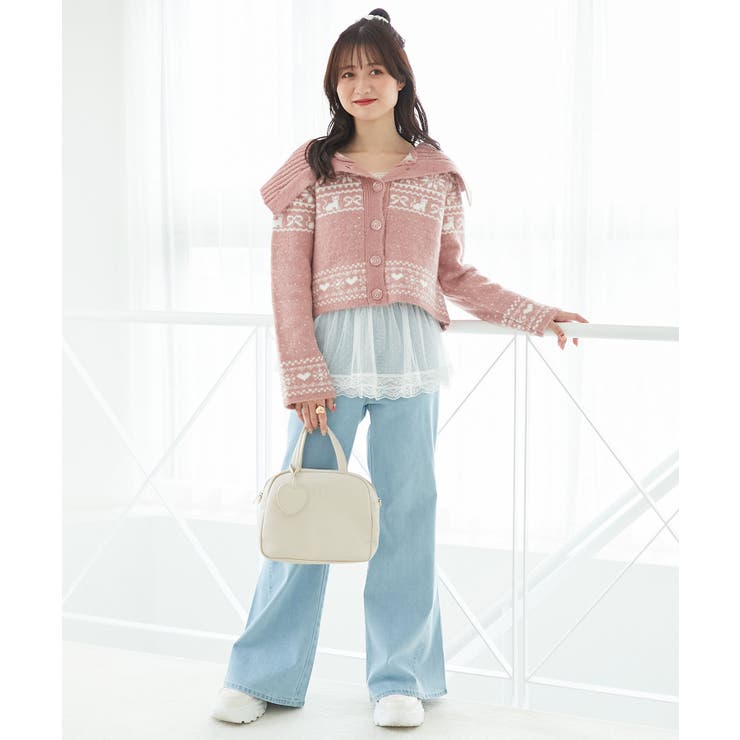 襟付きネコチャンジャカードカーデ | MAJESTIC LEGON  | 詳細画像8 