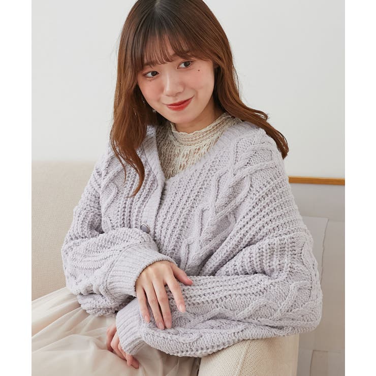 ラベンダー | ハートマシュマロモールカーディガン | MAJESTIC LEGON 