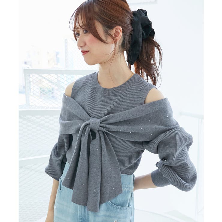 Ｃ／グレー | アソートデザインリボンニットトップス | MAJESTIC LEGON 