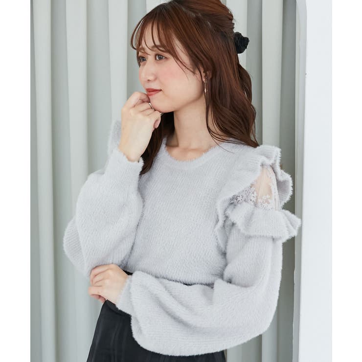 L／グレー | Ladyフリルシャギーニット | MAJESTIC LEGON 