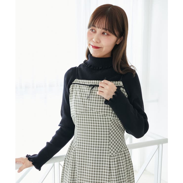 ブラック | プチフリルタートルニット | MAJESTIC LEGON 