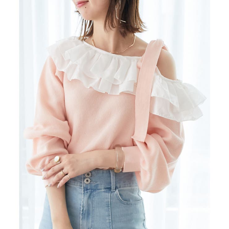 フリルワンショル肩リボンニット | MAJESTIC LEGON  | 詳細画像12 