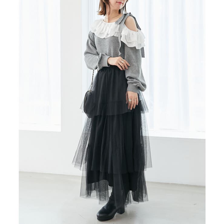 フリルワンショル肩リボンニット | MAJESTIC LEGON  | 詳細画像17 