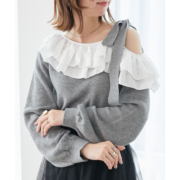 フリルワンショル肩リボンニット | MAJESTIC LEGON  | 詳細画像19 