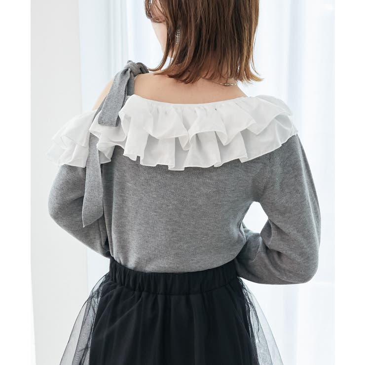 フリルワンショル肩リボンニット | MAJESTIC LEGON  | 詳細画像21 