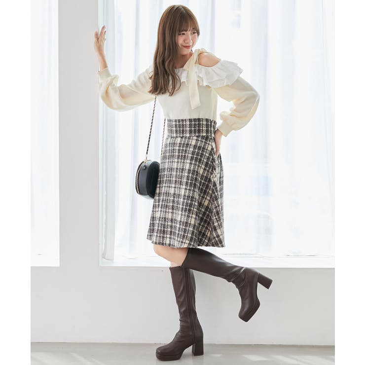 フリルワンショル肩リボンニット | MAJESTIC LEGON  | 詳細画像3 