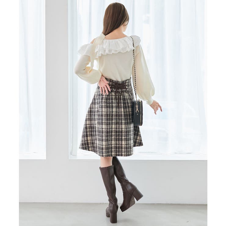 フリルワンショル肩リボンニット | MAJESTIC LEGON  | 詳細画像4 