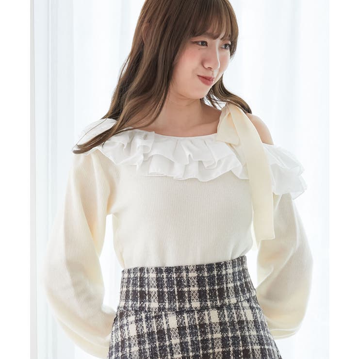 フリルワンショル肩リボンニット | MAJESTIC LEGON  | 詳細画像5 