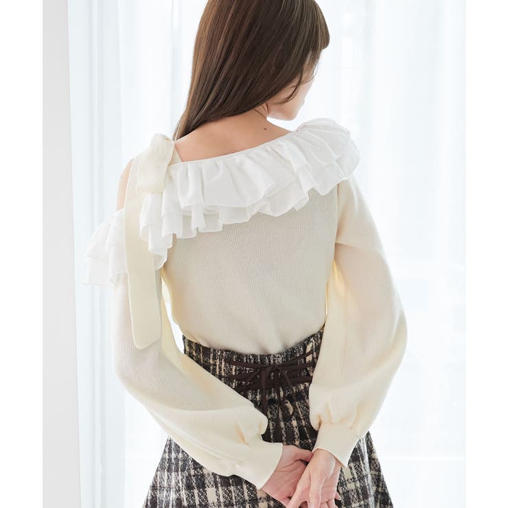 フリルワンショル肩リボンニット | MAJESTIC LEGON  | 詳細画像7 