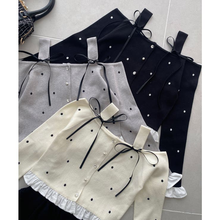 2wayリボンドット肩あきニット | MAJESTIC LEGON  | 詳細画像1 