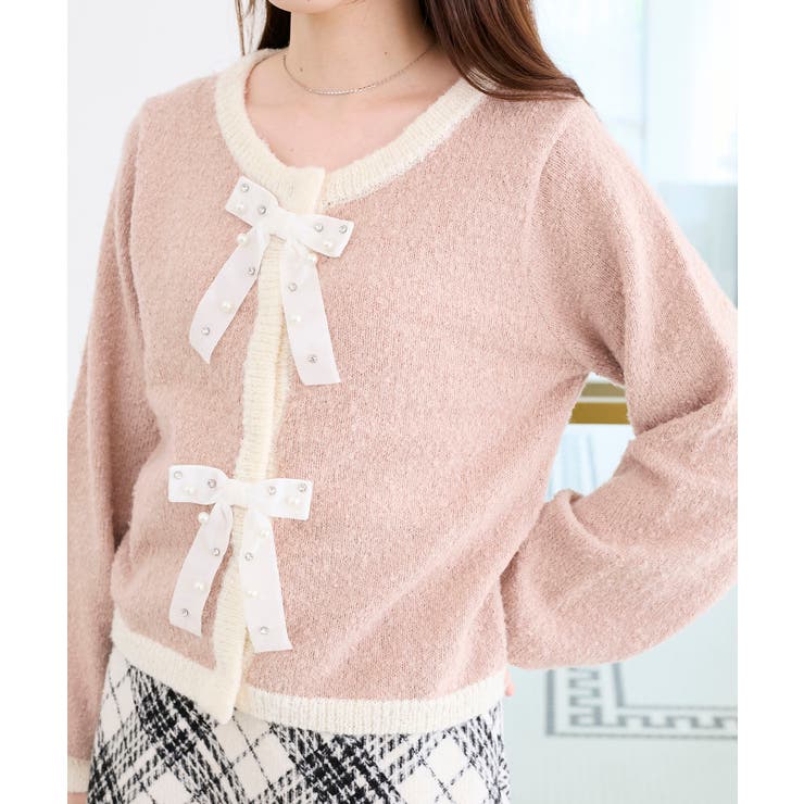 ピンク | キラキラベロアリボンカーディガン | MAJESTIC LEGON 