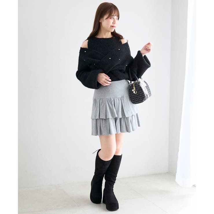 オープンショルダーカシュクールニット | MAJESTIC LEGON  | 詳細画像16 