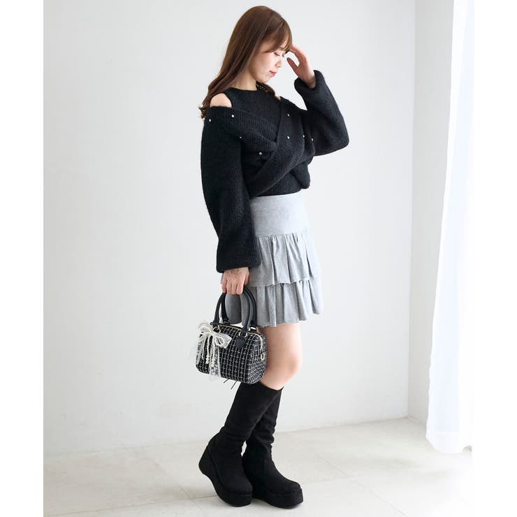 オープンショルダーカシュクールニット | MAJESTIC LEGON  | 詳細画像17 