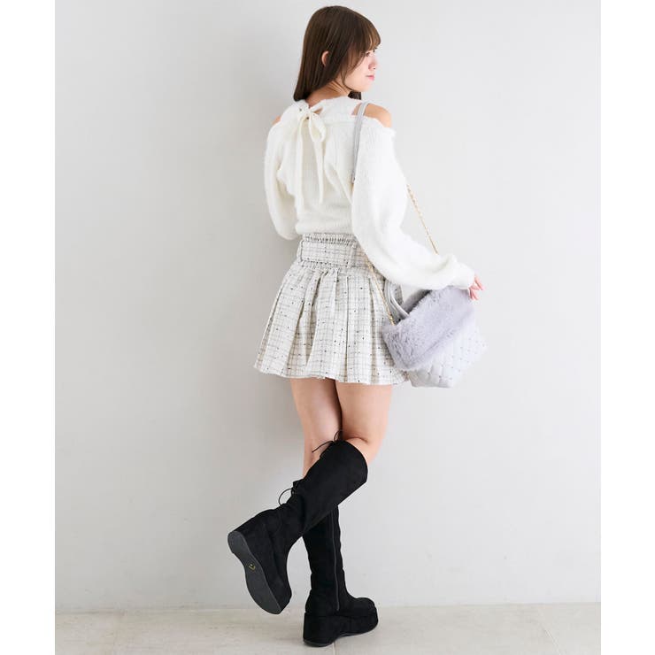 オープンショルダーカシュクールニット | MAJESTIC LEGON  | 詳細画像4 