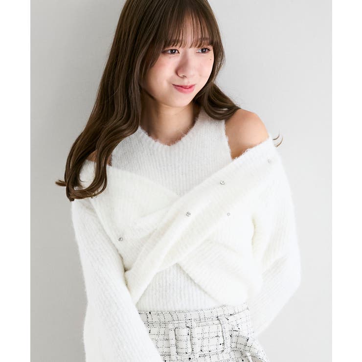 オープンショルダーカシュクールニット | MAJESTIC LEGON  | 詳細画像5 