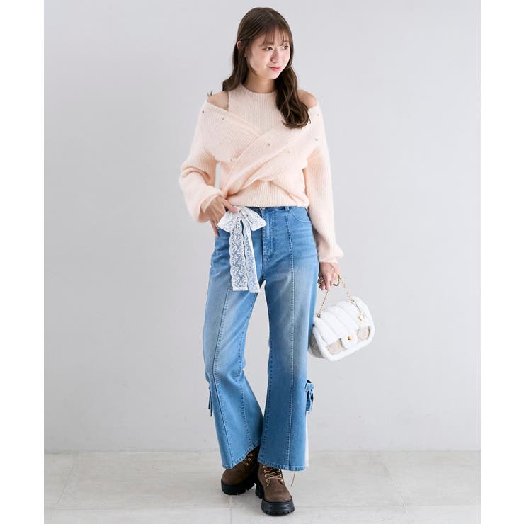 オープンショルダーカシュクールニット | MAJESTIC LEGON  | 詳細画像9 