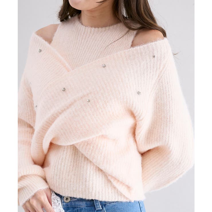 ピンク | オープンショルダーカシュクールニット | MAJESTIC LEGON 