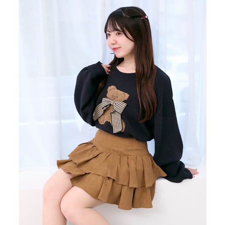 ネイビー | リボン付きくまちゃんニット | MAJESTIC LEGON 