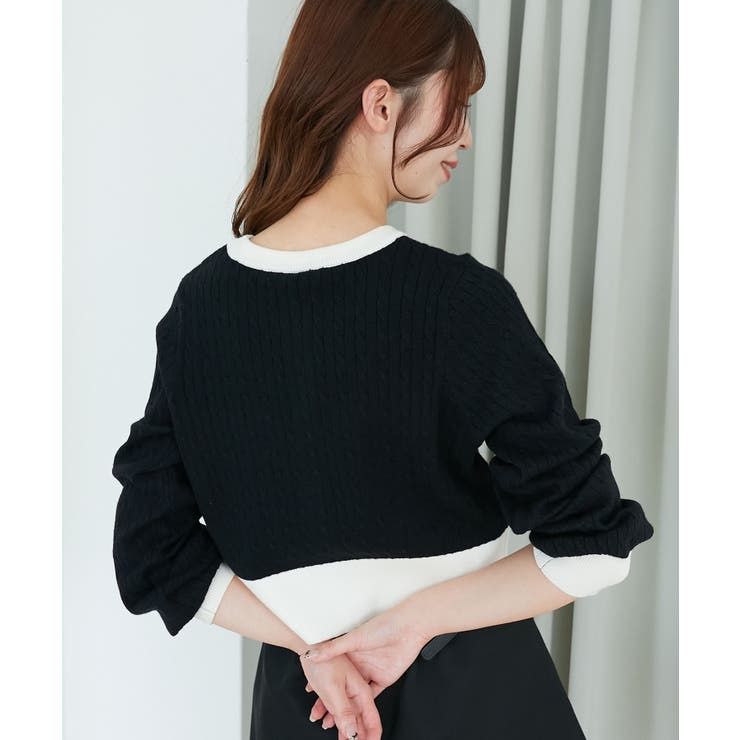 バイカラーケーブルニットカーデ | MAJESTIC LEGON  | 詳細画像11 