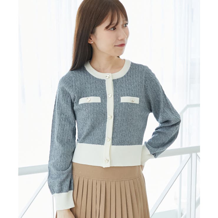 バイカラーケーブルニットカーデ | MAJESTIC LEGON  | 詳細画像16 