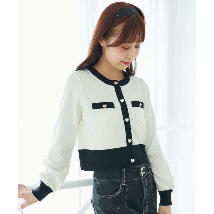 バイカラーケーブルニットカーデ | MAJESTIC LEGON  | 詳細画像23 